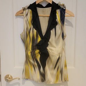 Elie Tahari Ruffle Sleeveless Silk Blouse